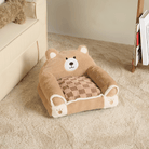 Plüsch-Bärensofa für Kinder, beige, gemütlich, Wohnzimmer, Spielzimmer, Tiermotiv, Sitzmöbel.