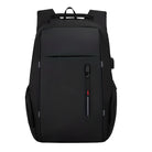 Schwarzer Laptop-Rucksack, wasserdicht, Diebstahlschutz, USB-Anschluss, modernes Design.
