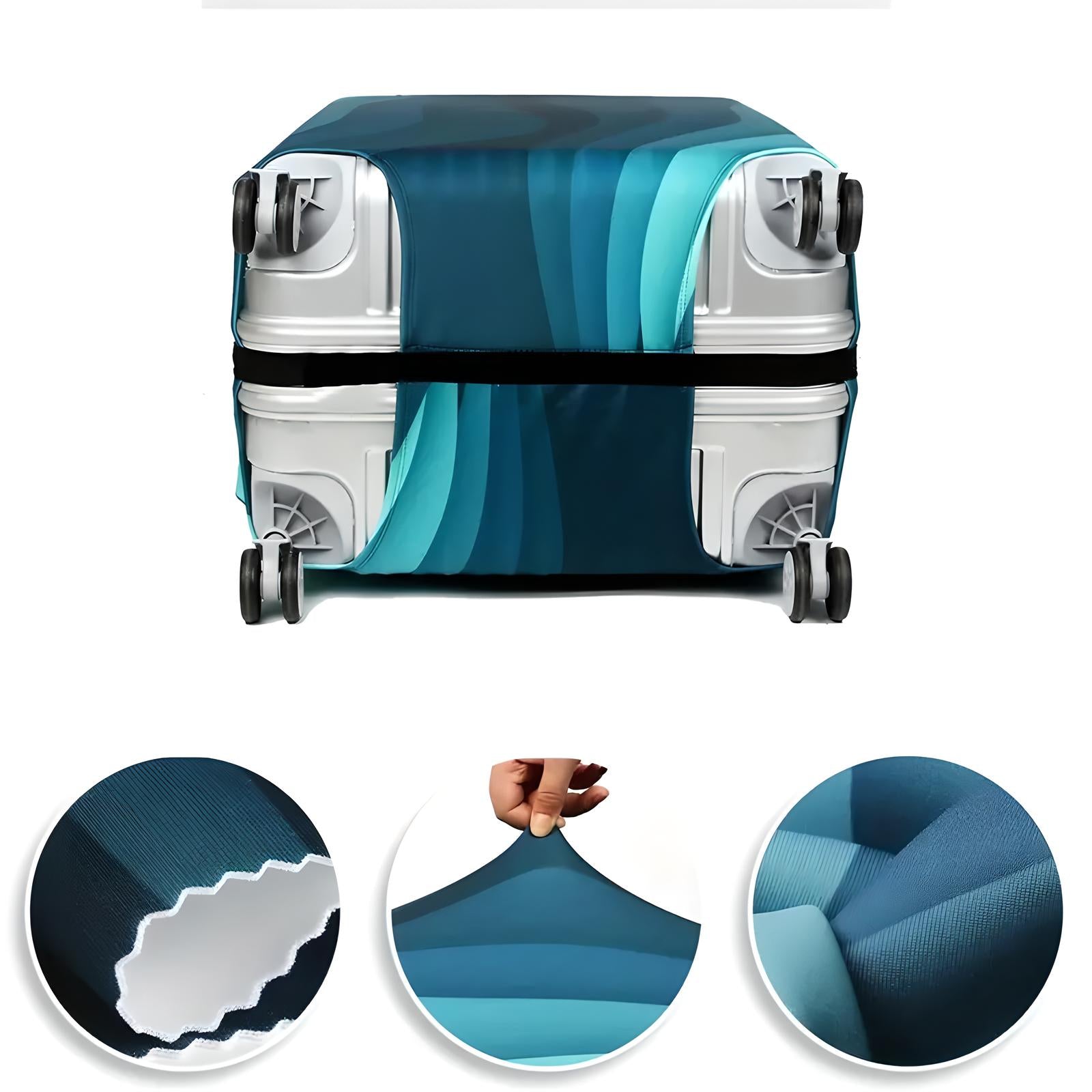 Kofferhülle blau-grün, elastisch, wasserabweisend, für Reisekoffer, Schutz vor Kratzern.