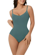 Damen-Bodysuit in Grün, nahtloses Design, verstellbare Träger, figurbetont, ideal für Unterwäsche oder Freizeitmode. Perfekt für Komfort und Stil.