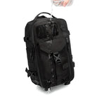 Wasserdichter schwarzer Rucksack, robustes Design, ideal für Outdoor-Aktivitäten und Reisen.