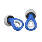 Blaue und weiße Ohrstöpsel, ergonomisches Design, Lärmschutz, Silikonmaterial.