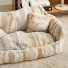 Flauschiges Haustier-Sofa-Bett, beige, extra groß, gemütlich, für Hunde und Katzen.