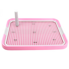 Rosa Hundetoilette mit Gitter, ideal für Welpen-Training. Hygienisch, leicht zu reinigen, rutschfest. Perfekt für Innenräume und kleine Hunde.