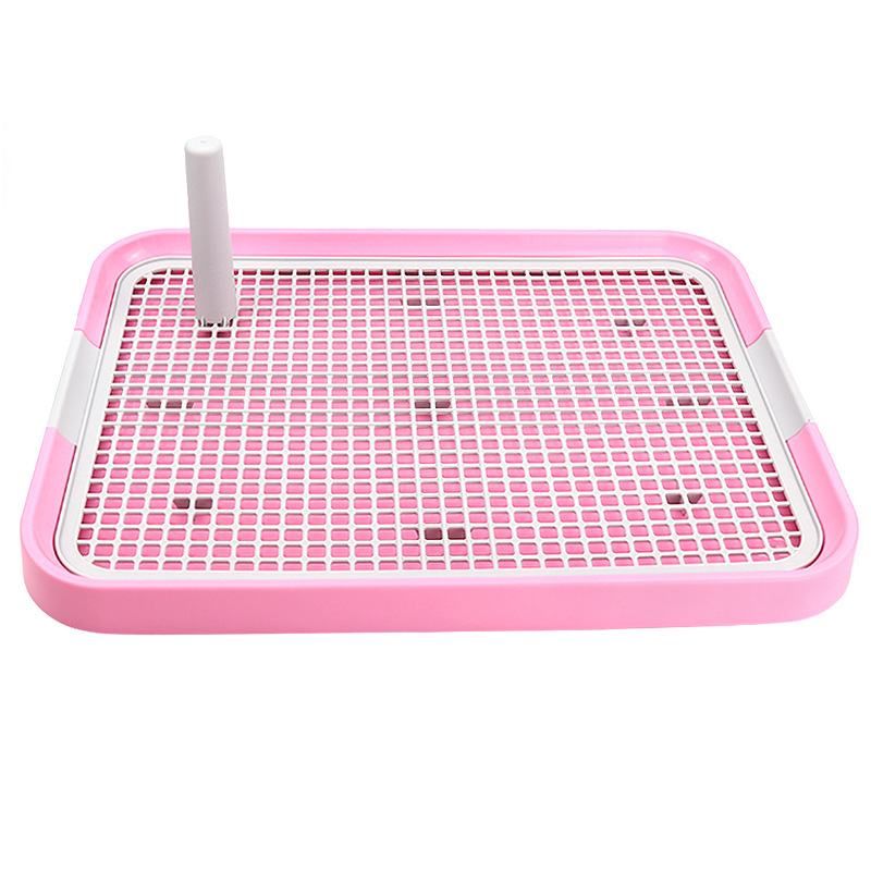Rosa Hundetoilette mit Gitter, ideal für Welpen-Training. Hygienisch, leicht zu reinigen, rutschfest. Perfekt für Innenräume und kleine Hunde.