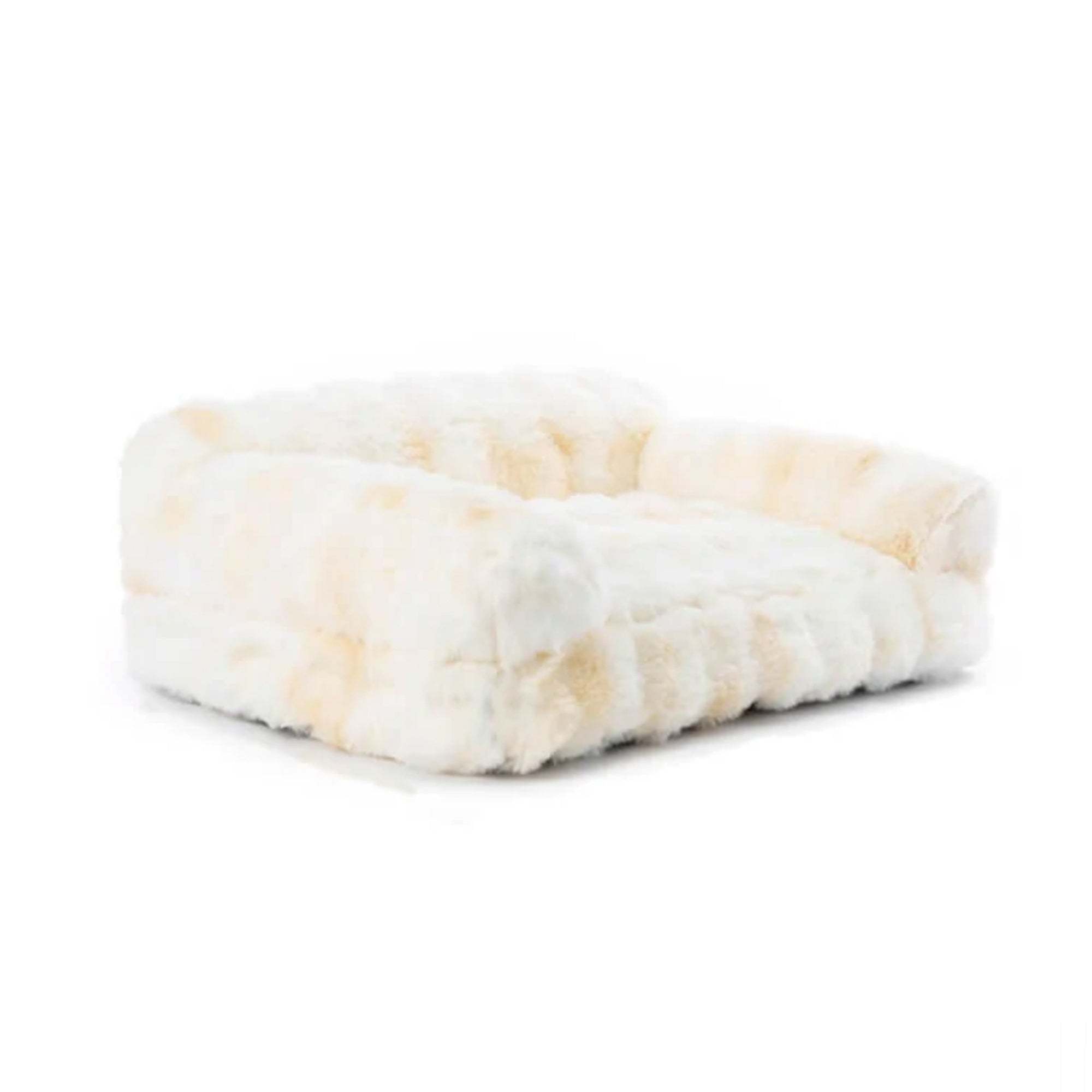 Flauschiges, dickes, beruhigendes Haustierbett, Sofaform, cremeweiß, für Hunde und Katzen.