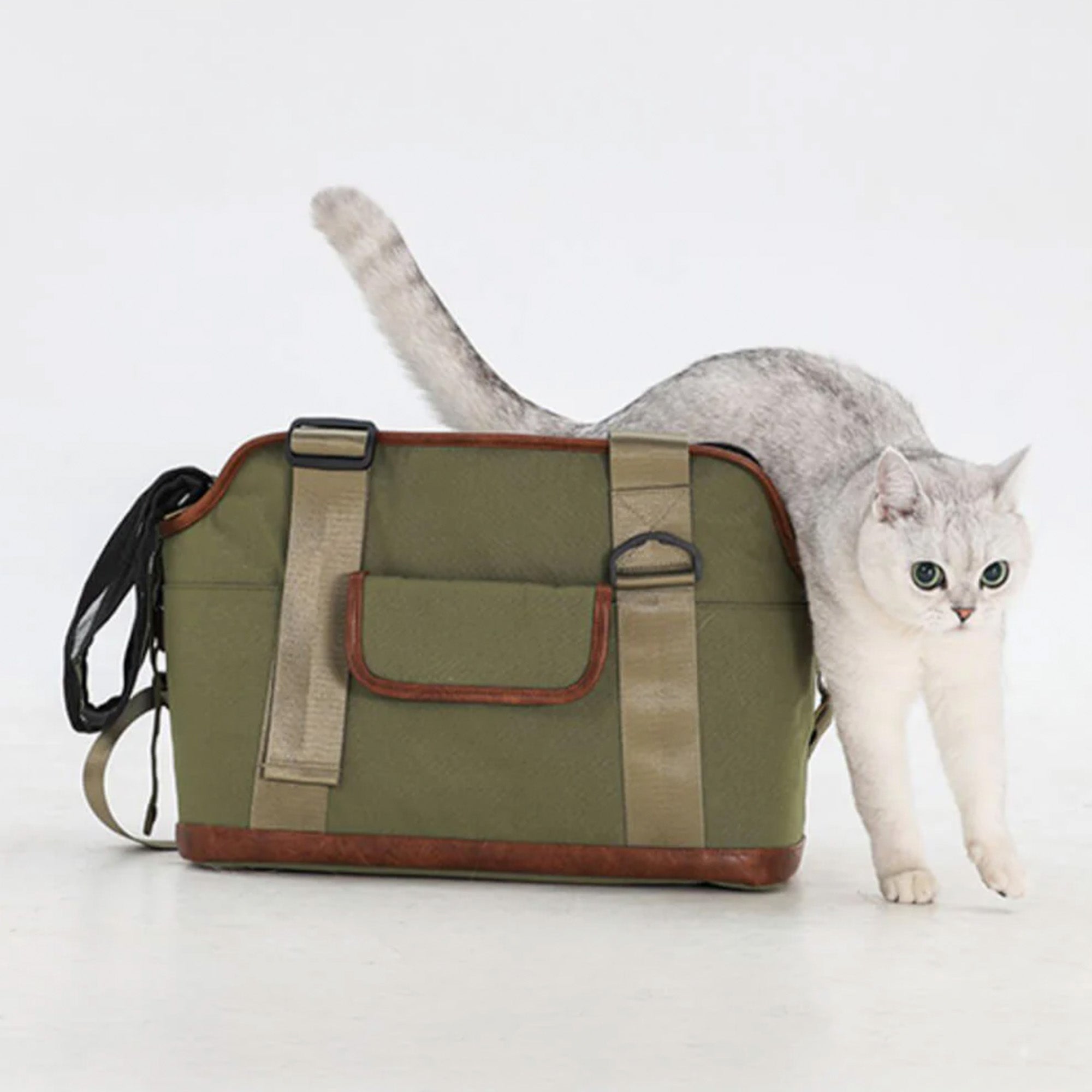 Leichte wasserdichte Haustier-Reisetasche in Kontrastfarbe mit Katze, multifunktional.
