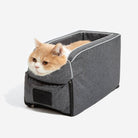 Graues Wildleder-Haustierautositz für Katzen, rechteckig, bequem, sicher, ideal für Reisen.