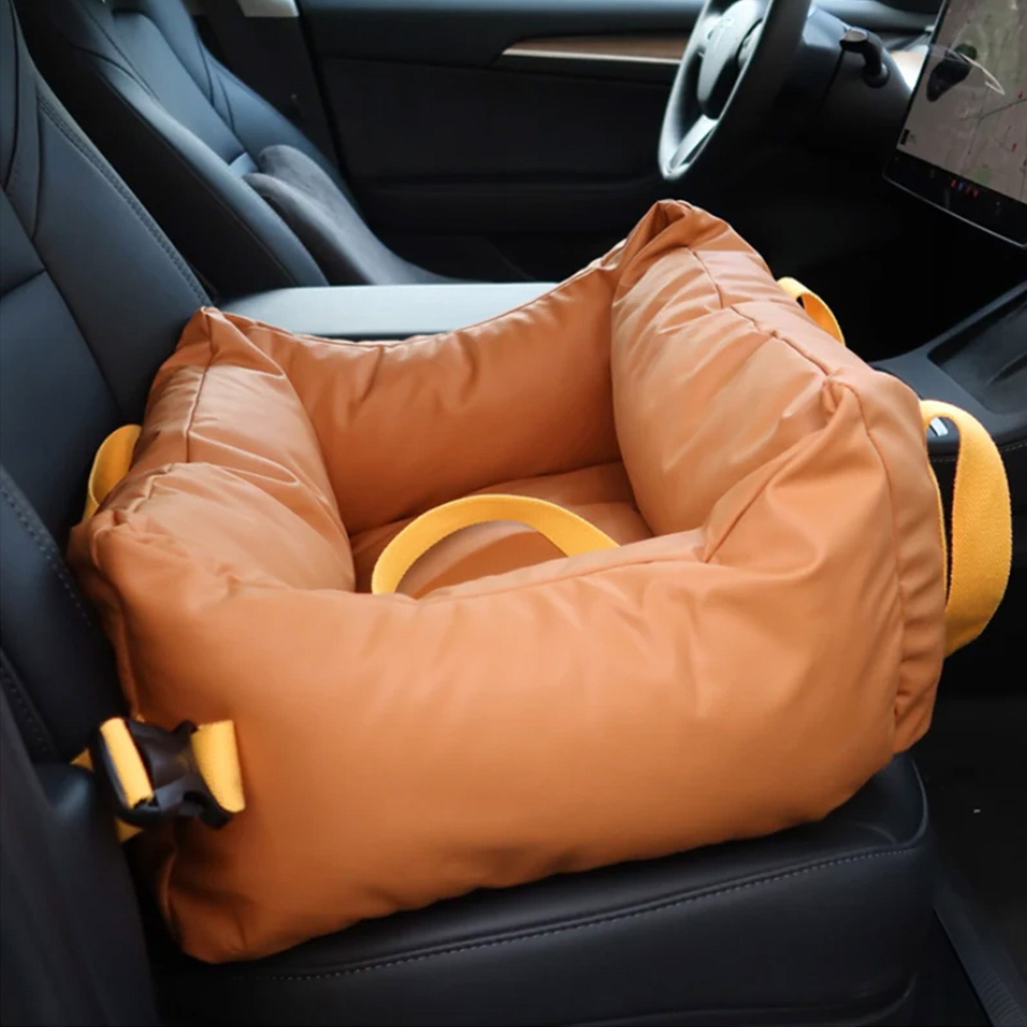 Wasserdichter brauner Hundesitz fürs Auto, großer Raum, Sicherheitsdesign, Reisen.