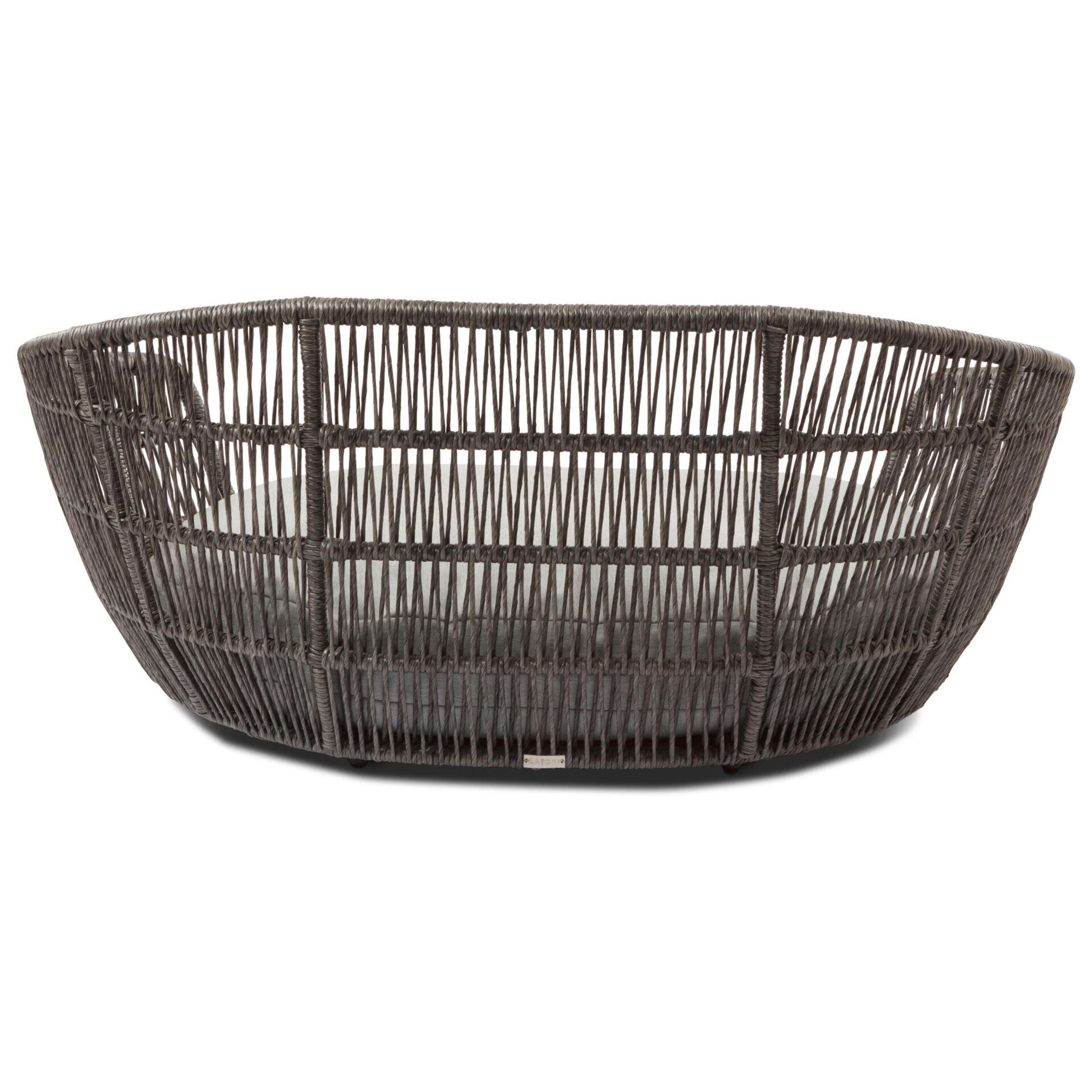 Grauer Rattan-Korb, rechteckig, dekorativ, Aufbewahrung, Wohnzimmer, modern, handgefertigt.