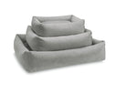 Graues Hundebett-Set, rechteckig, weicher Stoff, stapelbar, verschiedene Größen, Haustierzubehör.