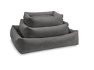 Graues Hundebett-Set, rechteckig, stapelbar, weicher Stoff, verschiedene Größen