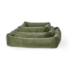 Grünes Hundebett-Set, rechteckig, Stoff, verschiedene Größen, bequem, langlebig.