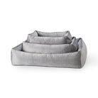 Graues Hundebett-Set, rechteckig, verschiedene Größen, weicher Stoff, ideal für Haustiere.