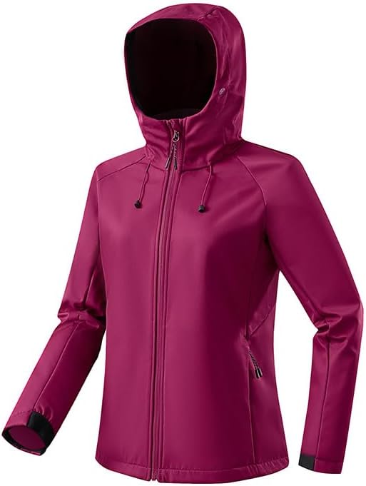 Damen Softshelljacke in kräftigem Magenta, wasserabweisend, winddicht, mit Kapuze und Reißverschlusstaschen. Perfekt für Outdoor-Aktivitäten.