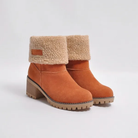 Damen-Winterstiefel mit Absatz, braun, gefüttert, rutschfeste Sohle. Perfekt für kalte Tage. Modische, warme Stiefeletten für Damen.