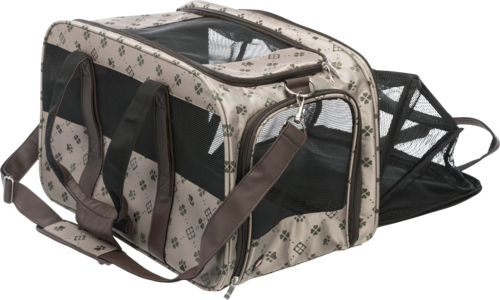 Tragetasche für Haustiere, faltbar, mit Belüftungsgittern und Tragegurt, ideal für Reisen. Robustes Design, komfortabel und praktisch.