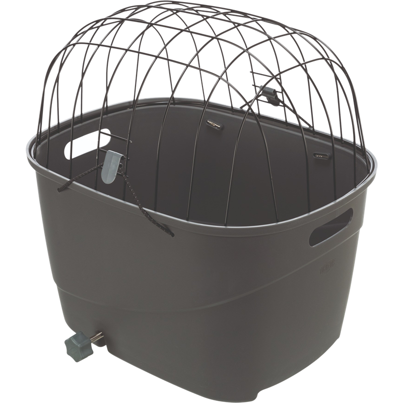 Schwarzer Pflanzkübel mit Gitteraufsatz, ideal für Garten und Balkon. Robustes Design, optimal für Pflanzenwachstum und Schutz.