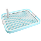 Blaues Hundetoilette-Tablett mit Gitter, ideal für Welpentraining. Praktisches Design, leicht zu reinigen, rutschfest, hygienisch. Perfekt für Innenräume.