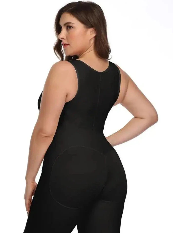 Damen Shapewear Body in Schwarz, nahtlos und figurformend, ideal für Plus-Size. Perfekt für glatte Silhouette und Komfort.