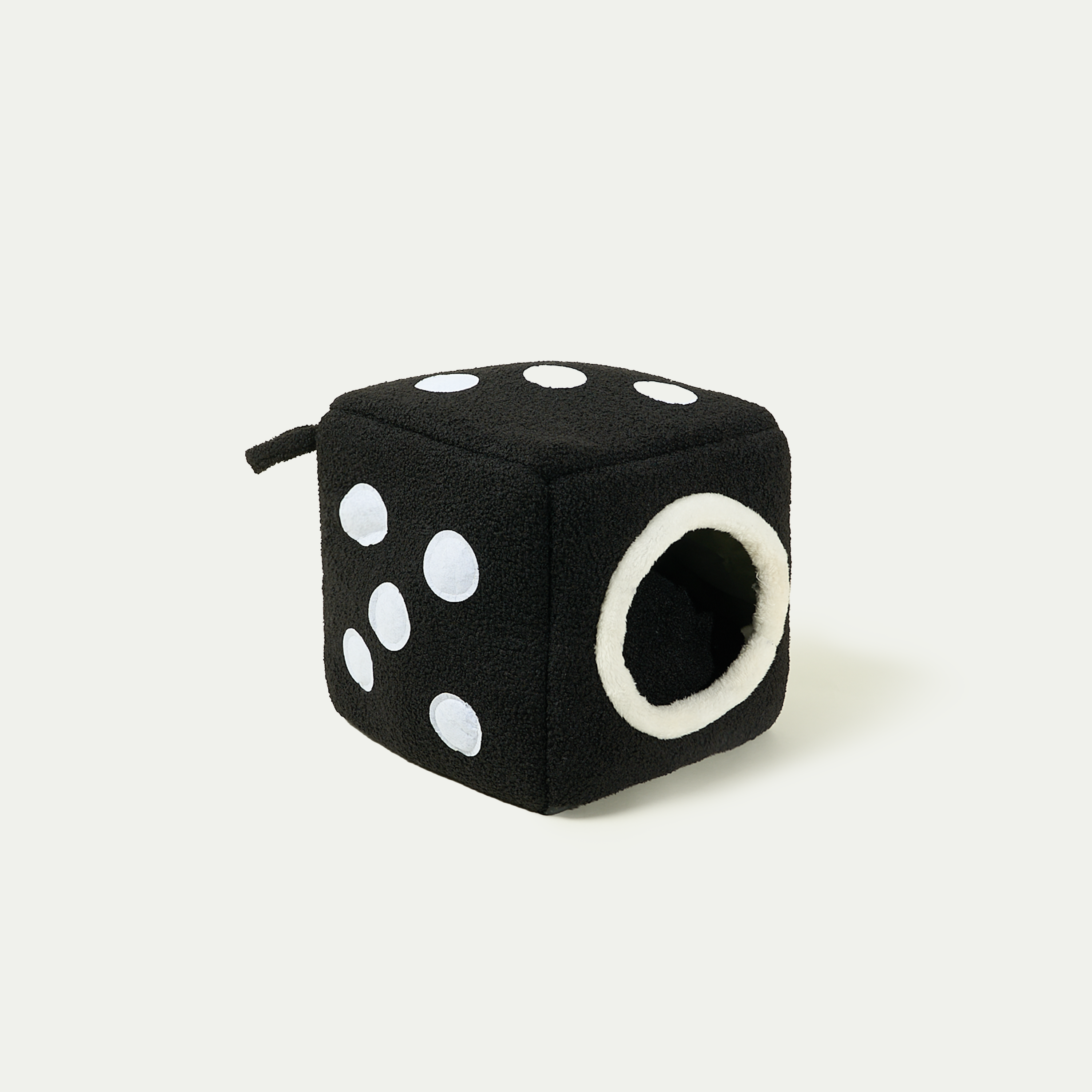 Schwarzes Würfel-Haustierbett aus Plüsch, Würfel-Design, gemütlich, für Katzen und kleine Hunde.