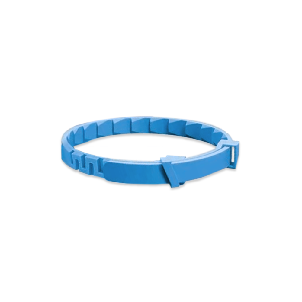 Blaues Kunststoffband, flexibel und verstellbar, ideal für Kabelmanagement und Organisation. Perfekt für Büro, Heim und Werkstatt.