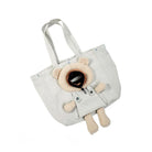 Tragetasche für Haustiere, grau, atmungsaktiv, tragbar, mit Teddybär-Design, Reisetasche.