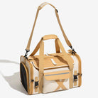 Tragbare faltbare Designer-Haustiertasche, beige, atmungsaktiv, mit Schultergurt.