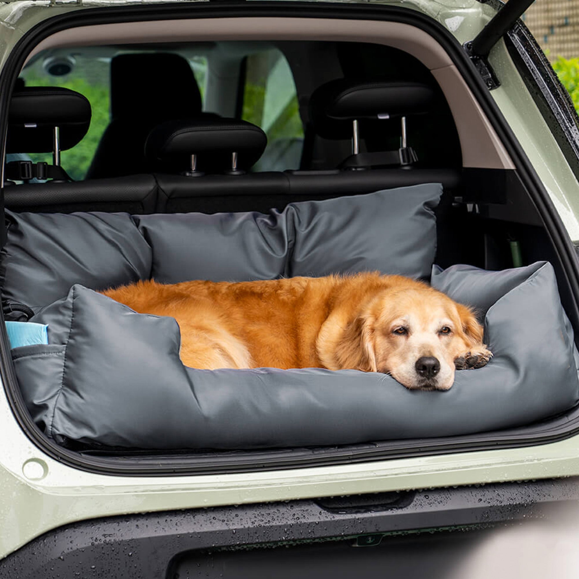 Wasserdichtes Hundebett Auto Rücksitz, grau, für mittelgroße bis große Hunde, Reisen.