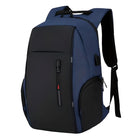 Blauer Laptop-Rucksack, wasserdicht, Diebstahlschutz, USB-Anschluss, für Reisen und Arbeit.