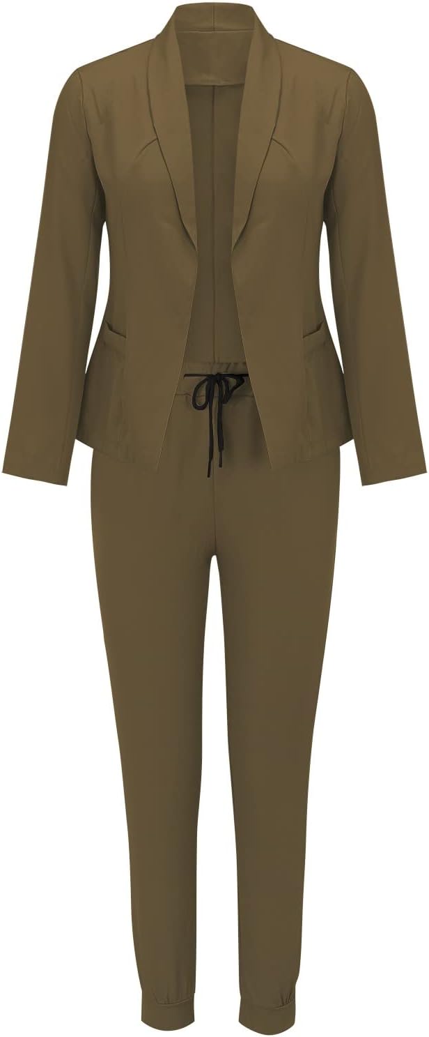Damen Jumpsuit in Olivgrün, elegantes Design mit langem Ärmel und Kordelzug. Perfekt für Büro und Freizeit. Modetrend 2023, bequem und stilvoll.