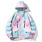Bunte Unisex-Windjacke mit Kapuze, pastellfarben, wasserabweisend, modisch, Freizeitkleidung.