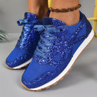 Blaue Glitzer-Sneaker für Damen, modisch und bequem, ideal für Freizeit und Sport. Trendige Turnschuhe mit funkelndem Design und rutschfester Sohle.