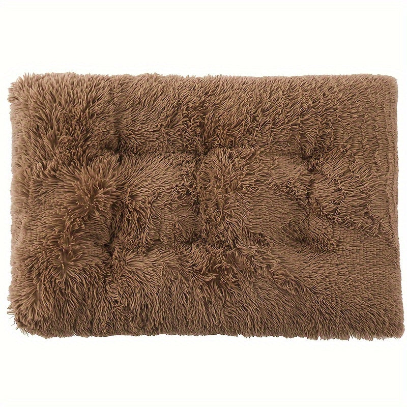 Brauner, flauschiger Teppich, rechteckig, Wohnzimmer, modernes Design, gemütlich, rutschfest.