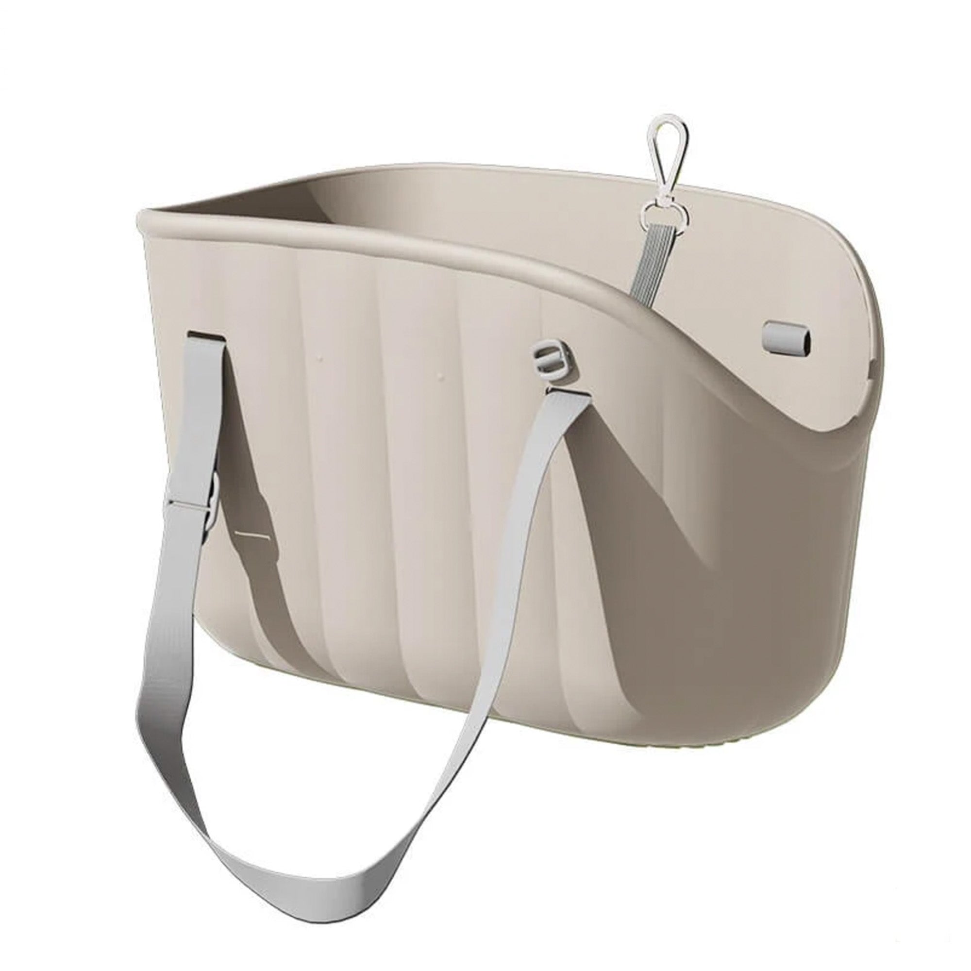 Leichte wasserdichte EVA Outdoor-Tiertragetasche, beige, große Kapazität, verstellbarer Gurt.