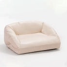 Beiges Leder-Sofa-Bett für Hunde und Katzen, kühlend, bequem, modernes Design.