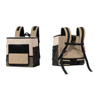 Wasserdichter Katzenrucksack, tragbare Outdoor-Tasche, beige, mit Netzfenstern und Taschen.