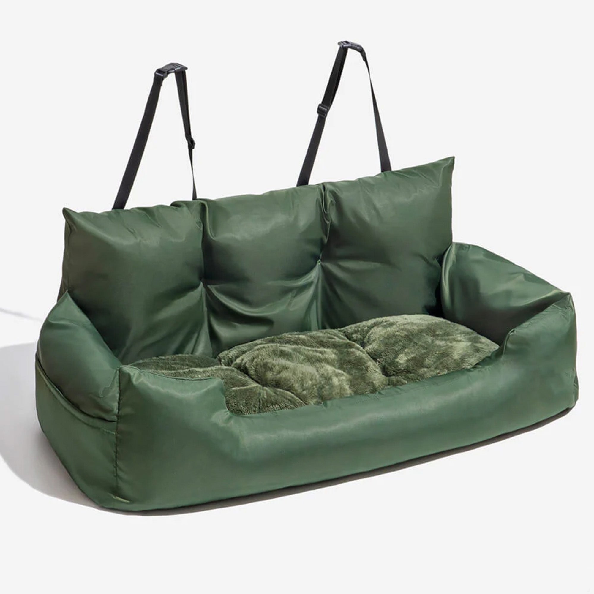 Wasserdichtes Hundebett Auto Rücksitz, grün, mittlere Größe, Sicherheitsbolster, Reisen.