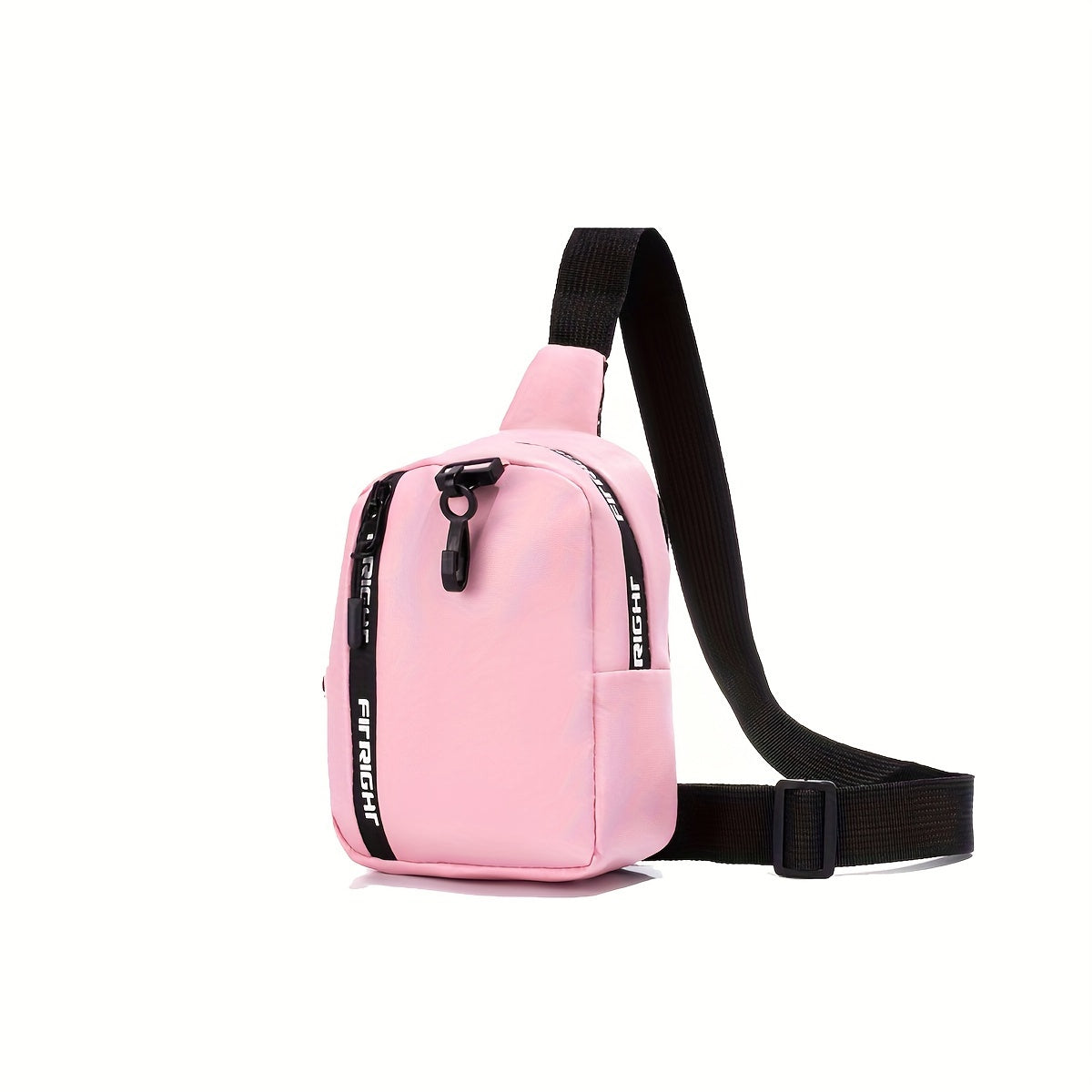 Rosa Umhängetasche mit schwarzem Riemen, ideal für Reisen und Alltag. Stilvoll, kompakt und praktisch. Perfekt für Damen und Herren.