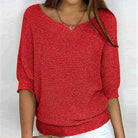 Roter Strickpullover Damen, lässiger Stil, weiches Material, ideal für Herbstmode. Perfekt kombinierbar mit Jeans oder Röcken.