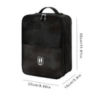 Schwarze Schuhaufbewahrungstasche, 30x22x15 cm, Reißverschluss, Tragegriff, Reise-Organizer.