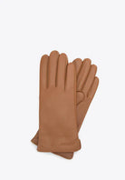 Braune Lederhandschuhe für Damen, elegant und stilvoll. Perfekt für Herbst und Winter. Hochwertiges Material, ideal für modische Outfits.