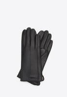 Schwarze Lederhandschuhe für Herren, elegant und hochwertig, ideal für Wintermode. Perfekte Passform, stilvoll und zeitloses Design.