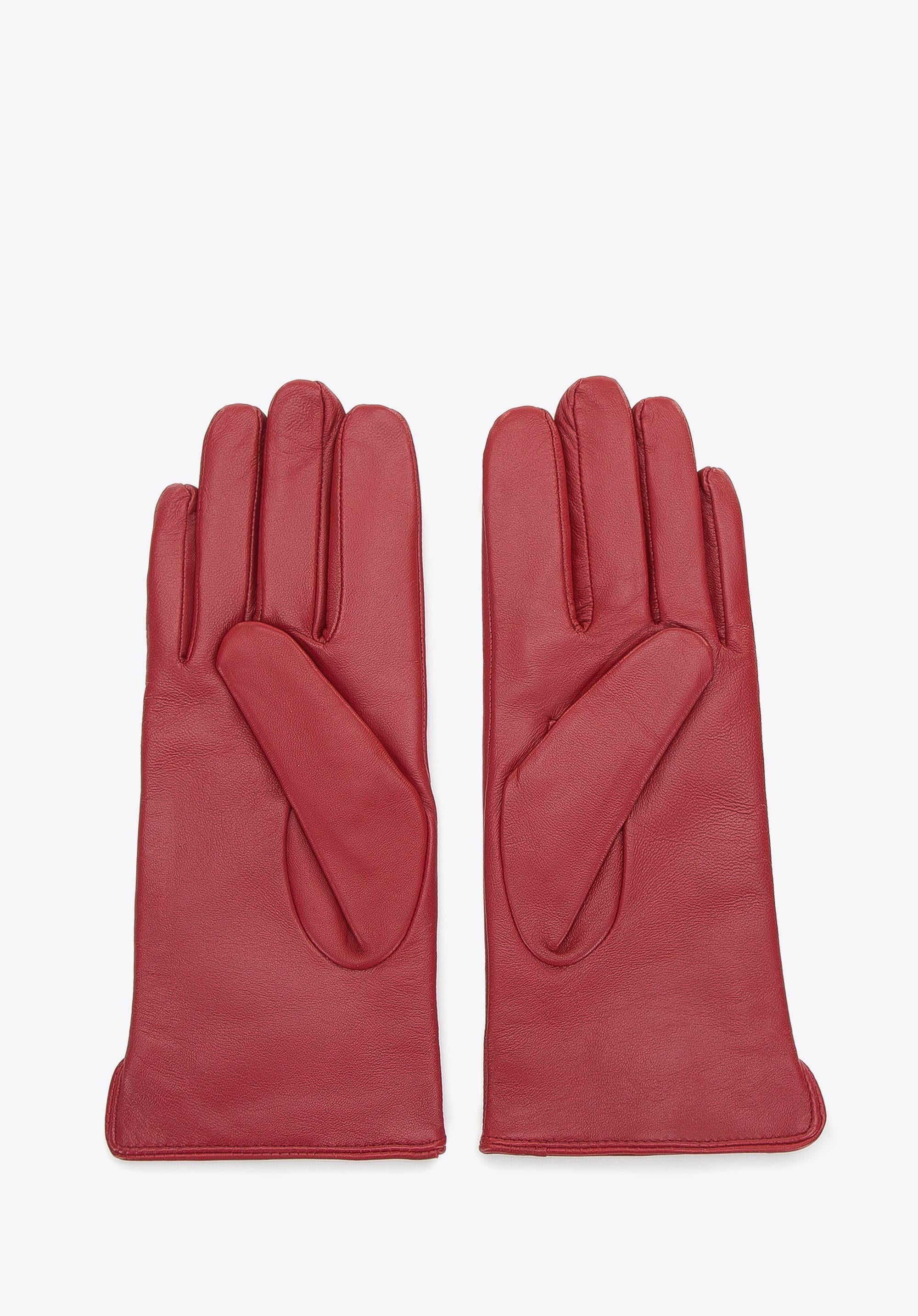 Rote Lederhandschuhe für Damen, elegant und stilvoll, ideal für Herbst und Winter. Hochwertiges Material, perfekte Passform, modisches Accessoire.