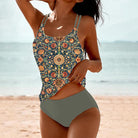 Damen-Badeanzug mit floralem Muster, Strandmode, Sommer, Tankini-Design, elegant, bequem, ideal für Urlaub und Schwimmen.