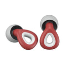 Rot-weiße Ohrhörer, ergonomisches Design, kabellos, modernes Zubehör, Musikgenuss.