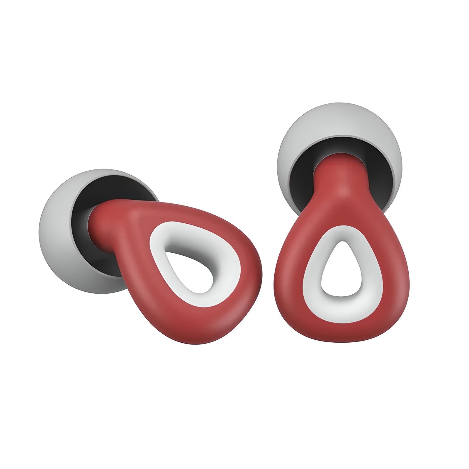 Rot-weiße Ohrhörer, ergonomisches Design, kabellos, modernes Zubehör, Musikgenuss.