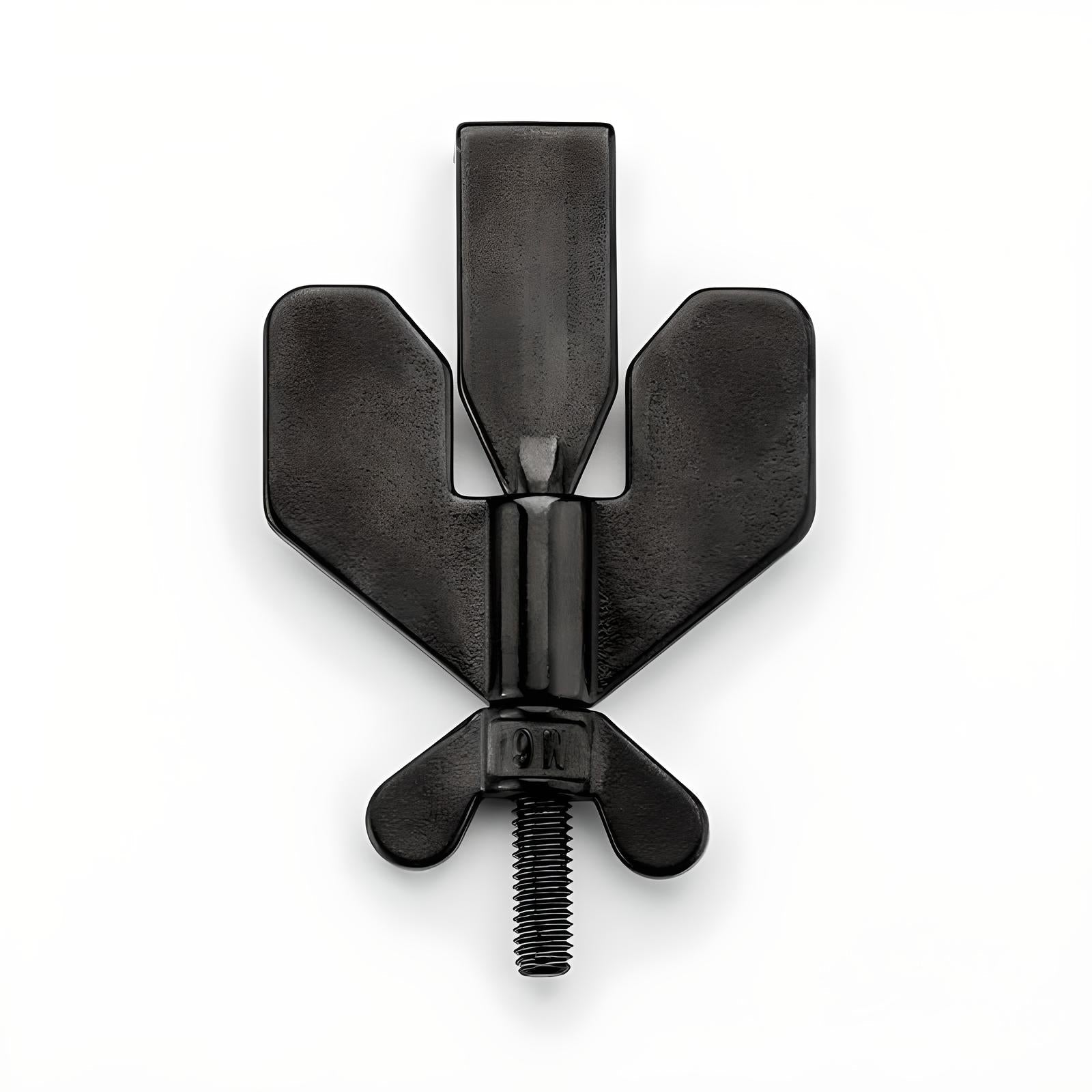 Schwarzer Metallflügelmuttergriff, robustes Design, Ersatzteil für Maschinen.