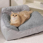 Waschbares Katzen- und Hundebett, dick, groß, grau, bequem, für alle Jahreszeiten.