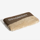 Orthopädisches Hundebett, braun-beige, Premium-Komfort, mit "Goodnight"-Schriftzug.